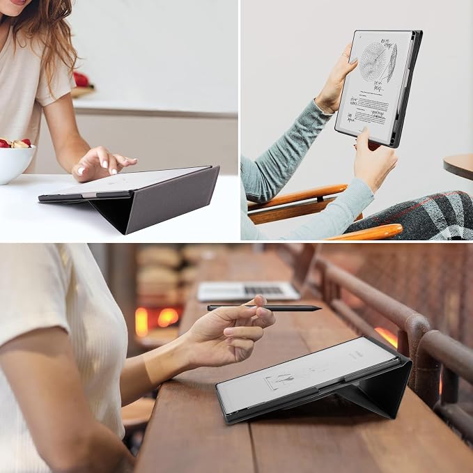 CoBak Case Compatible with Remarkable 2 Paper Tablet Black | Built-in Pen Holder Multi-Angle Foldable Stand Custom Fit for 2020 Released reMarkable 2