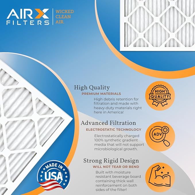 16x16x1 Air Filter MERV 13 Rating, 12 Pack of Furnace Filters Comparable to MPR