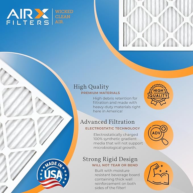 30x30x1 Air Filter MERV 8 Rating, 12 Pack of Furnace Filters Comparable to MPR