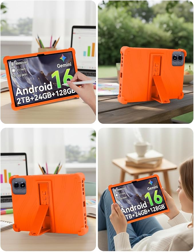 Case Compatible with TABWEE T50 11 inch Tablet – Shockproof Silicone Protective Case with Kickstand Anti-Slip Drop-Resistant Business Style (Black)
