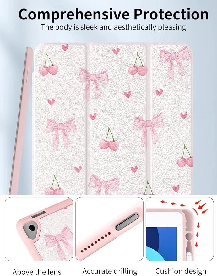 Case for iPad 9th/ 8th/ 7th Generation Case 10.2&amp10.5 Inch (2021/2020/2019 Release) Slim Lightweight Soft Trifold Back Cover with Pencil Holder &amp Auto Sleep/Wake CoverBeige Checkered