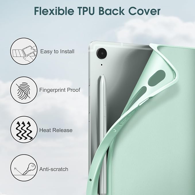 Fintie Slim TPU Case for Samsung Galaxy Tab S10 Lite/S10 FE/S9 FE 5G 10.9 | Tri-Fold Viewing Stand Full Protection S Pen Holder Auto Sleep Wake Black