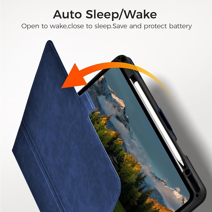 for iPad Air 13 Inch Case M4/M3/M2 (2026/2025/2024) Black | Slim LightweightPremium Vegan Leather CoverPencil HolderAuto Sleep/WakeMulti Viewing AngleTyping AngleMagnetic Clasp