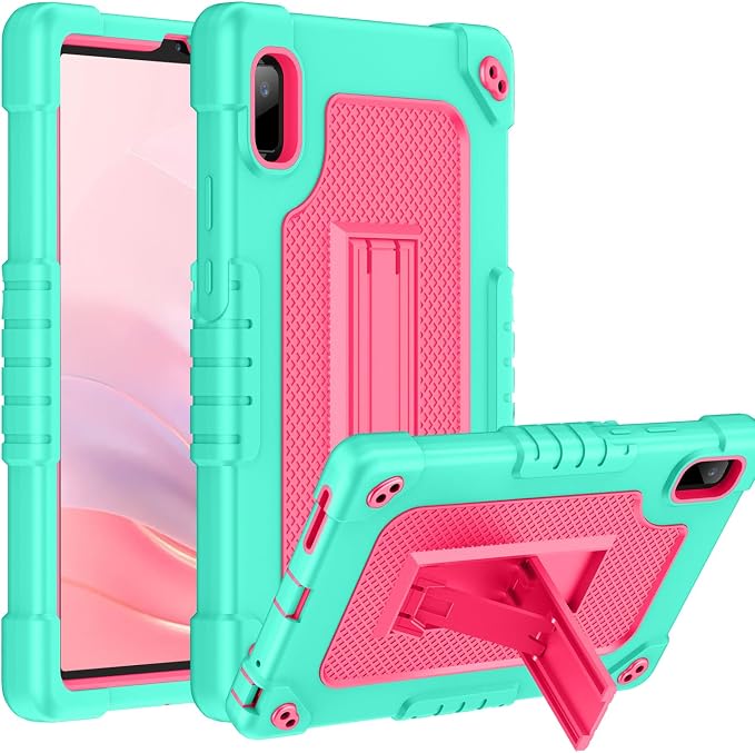 Case for Nook 9 Lenovo Tablet (2024)/Lenovo Tab M9 TB-310FU 2023 Heavy Duty Built in Stand Hard Back Shell Protective Case with Shoulder Strap for Lenovo Tab M9/Nook 9 Tablet (Green+Pink)