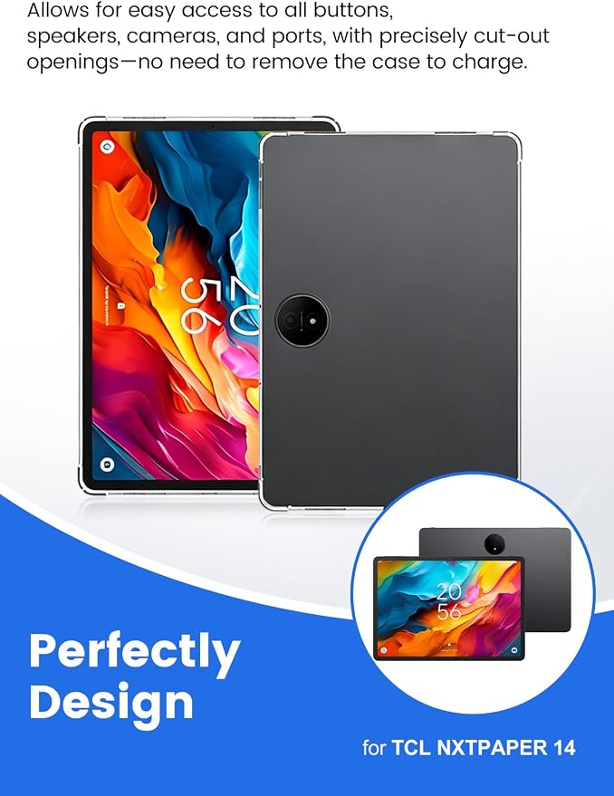 Transparent TPU Case for TCL NXTPAPER 14 14.3-Inch Tablet Soft Flexible Shockproof Cover with Airbag Protection Anti-Scratch(Transparent)