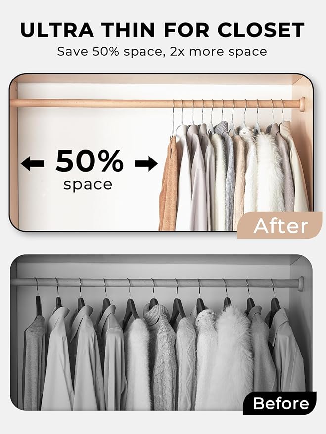Smarter Plastic Hangers 200 Pack - Thin Hangers Non-Velvet with 360° Swivel Chrome Hook & Notches, Sweater Hanger No Shoulder Bump - Ideal for Dresses, Coats, Shirt, Jacket, Sweater - White