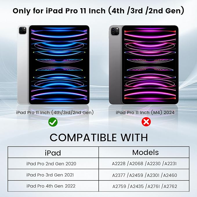 Magnetic Case for iPad Pro 11 Inch 4th/3rd/2nd Gen Black | Magnetic Attachment Support 2nd Gen Pencil Charging Slim &amp Light Folio Stand Case for iPad Pro 11'' 2022/2021/2020