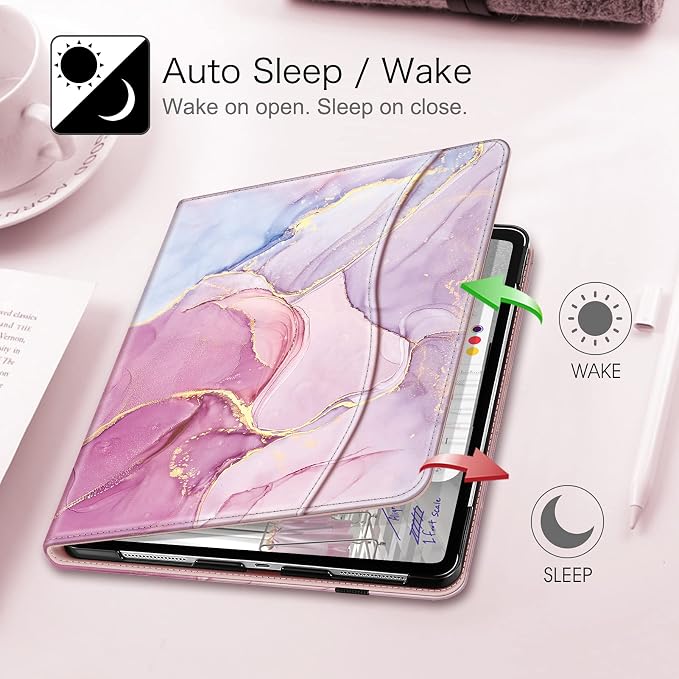 Fintie Multi-Angle Folio Case for iPad Pro 12.9 6th/5th/4th/3rd Generation | Multiple Viewing Angles Pencil Holder &amp Storage Pocket Drop Protection Pencil Charging Auto Sleep/Wake Blooming Hi