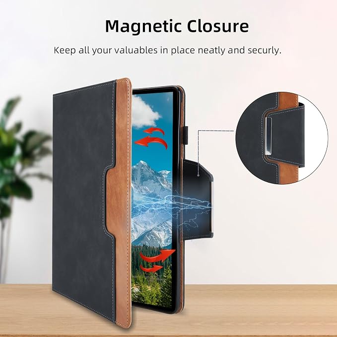 Case for Samsung Galaxy Tab A7 10.4 inch 2022 (SM-T500/T505/T507) - Multi-Angle Viewing Stand Cover with Pocket PU Leather Folio Case with Magnetic Clasp Auto Wake/Sleep Smart Tablet Cover Black