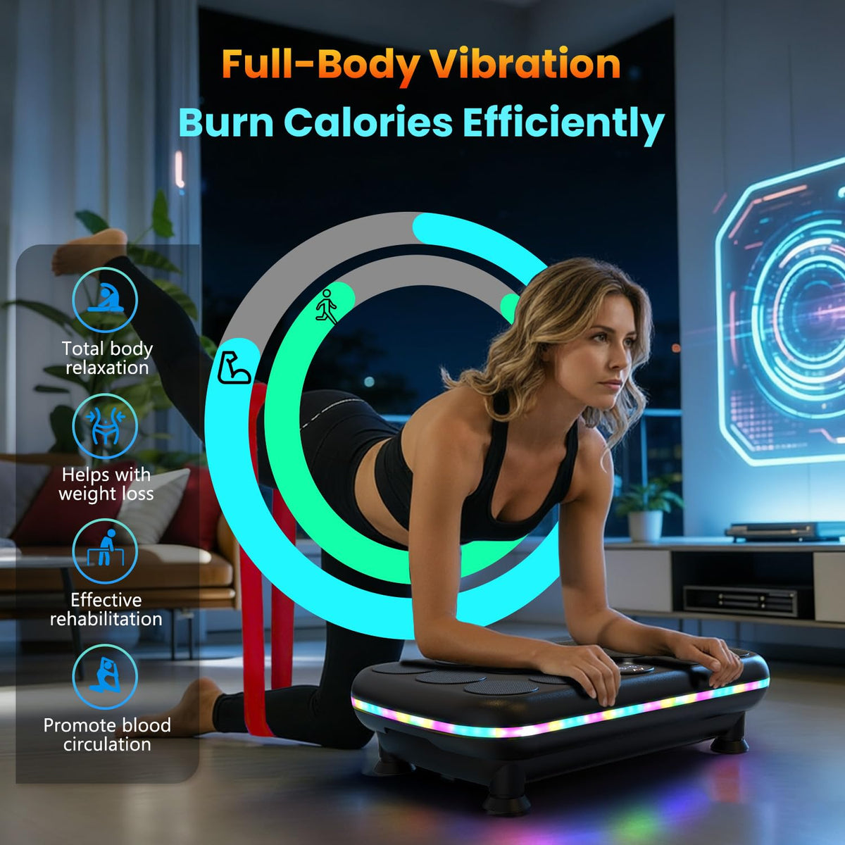 AXV Vibration Plate Fitness Platform Exercise Machine Vibrating Shaking Full Body Shaker Workout Vibrate Stand Shake Board Sport for Weight Loss Fat Burner for Gym Home Office