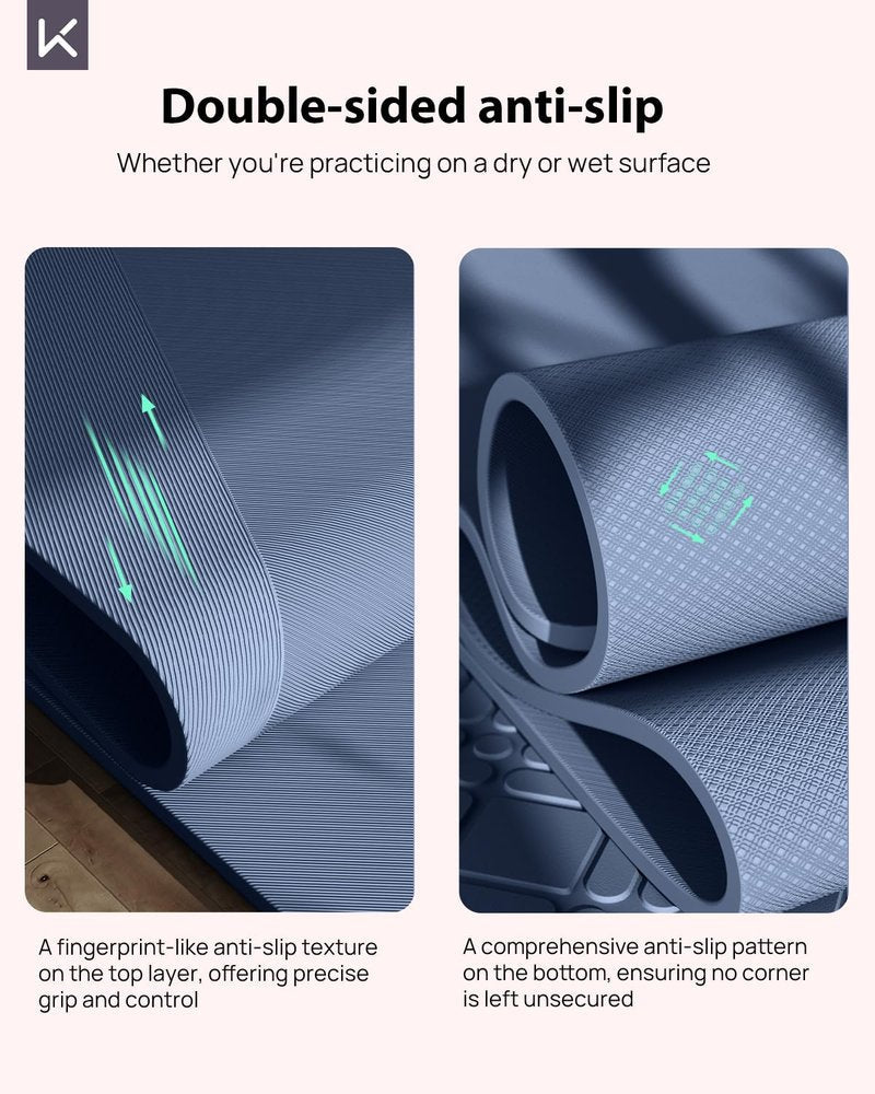 Extra Wide & Thick TPE Yoga Mat, 7mm, Navy Blue