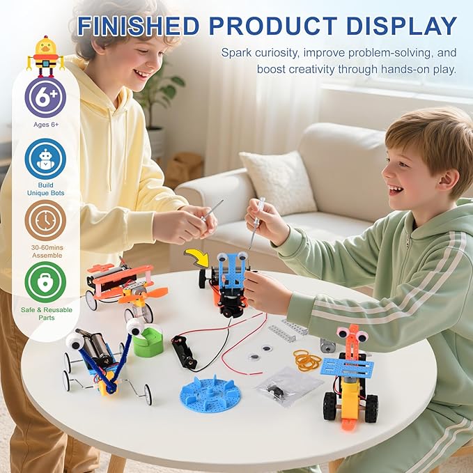 STEM Kits for Kids Ages 6-12, Science Kits for Kids,DIY STEM Gifts Toys for 6 7 8 9 10 11 12 13 Year Old Boy Birthday Gifts,Robot Building Science Kits Engineering Projects,Science Experiments Kits