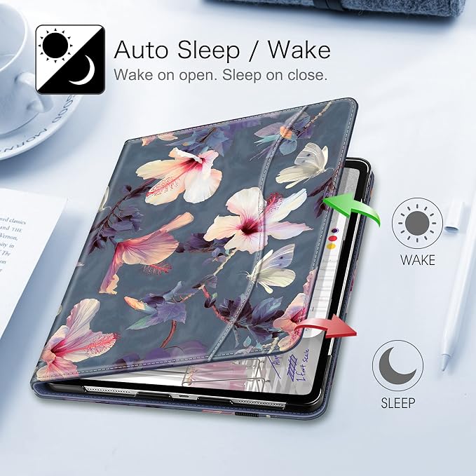 Fintie Multi-Angle Folio Case for iPad Pro 12.9 6th/5th/4th/3rd Generation | Multiple Viewing Angles Pencil Holder &amp Storage Pocket Drop Protection Pencil Charging Auto Sleep/Wake Blooming Hi