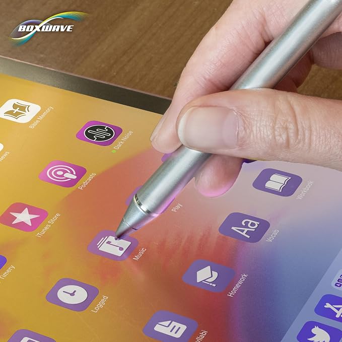 BoxWave Stylus Pen Compatible with Oukitel Tablet RT2 Orange (10 in) - AccuPoint Active Stylus Electronic Stylus with Ultra Fine Tip - Metallic Silver