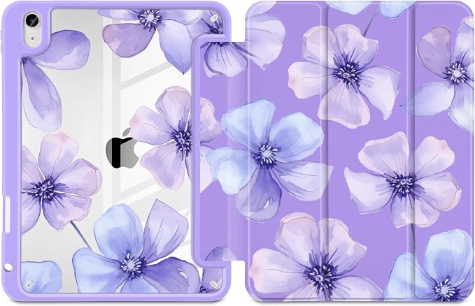Case for iPad (A16) 11th Generation 11 inch 2025 /iPad 10th Gen 10.9 2022 - Aesthetic Cute Preppy Design Trifold Cover with Soft TPU Bumper Clear Back Auto Sleep/Wake Waves