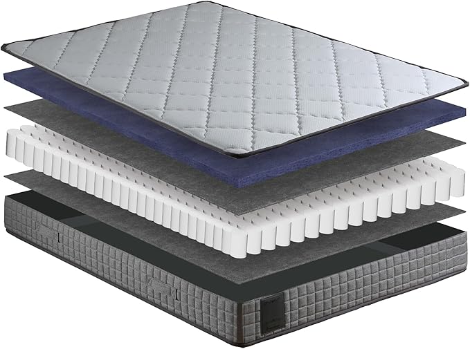 Ottomanson Queen 8" Firm Hybrid Mattress - Made in USA - Designed for Young Adults - Durable Support & Comfort - CertiPUR-US Foam - Fiberglass-Free - Bed in a Box