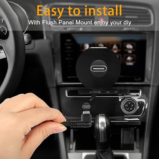 QIANRENON 90 Degree Angle USB C Flush Panel Mount Cable USB Type C 2.0 Female to Male Right Angle Waterproof Extension Cable Threaded to Dashboard or Panel 30cm/11.8 in (UP&ampDown Bend)