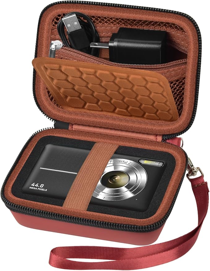 Carrying & Protective Case for Digital Camera, AbergBest 21 Mega Pixels 2.7" LCD Rechargeable HD/Kodak Pixpro/Canon PowerShot ELPH 180/190 / Sony DSCW800 / DSCW830 Cameras for Travel - Brown
