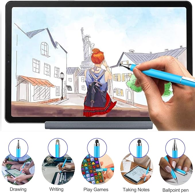 Penyeah Stylus 4-in-1 Stylus Pen for Touch Screen High Precision and Sensitivity DiscMesh2 Sized Rubber Tips Universal for iPhone/iPad/Android/Samsung/HP Tablets All Capacitive Touch Screens-Blue
