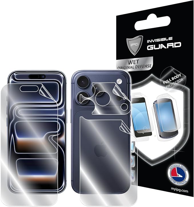 IPG for iPhone 17 Screen + Back Full body Hydrogel Protector Invisible Touch Screen Sensitive Ultra HD Clear Film Anti Scratch Skin Guard - Smooth/Self-Healing/Bubble -Free for iPh17FB
