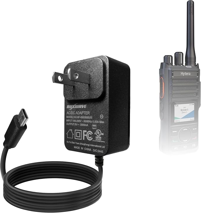 BoxWave Charger Compatible with Hytera HP56X - Wall Charger Direct (15W) Rapid Charge Your Device with Built-in 3ft Cable