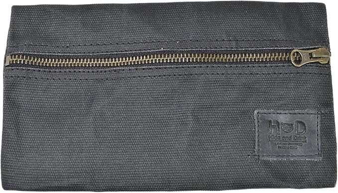 Hide &amp Drink All Purpose Utility &amp Charger Case for MacBook iPad &amp Laptop Handmade from Waxed Canvas (Charcoal Black)
