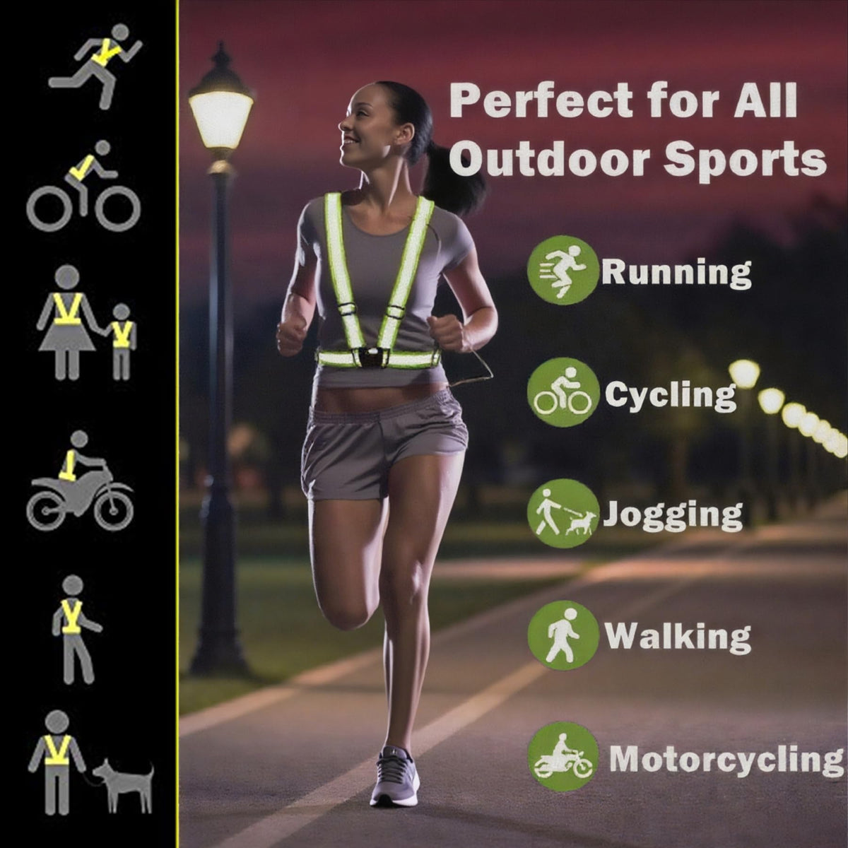 YUNLOVXEE Reflective Strap Safety Vest Gear - 2-10 Pack Adjustable High Visible Reflective Running Gear for Women Men Night (Red x10)