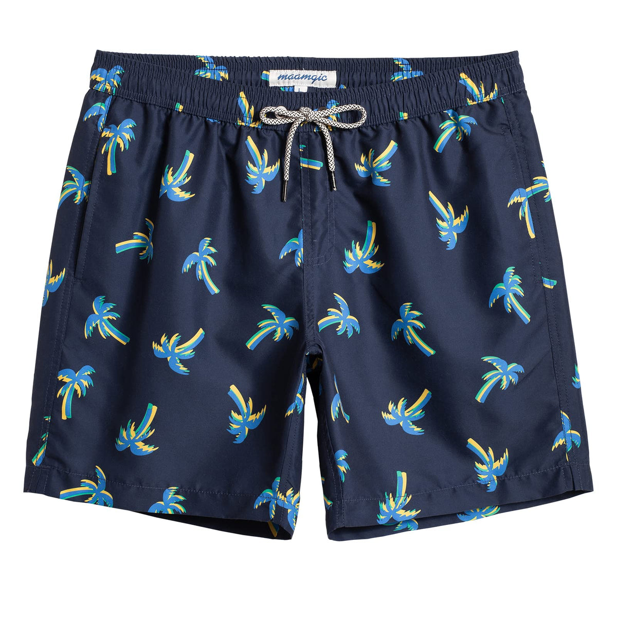 maamgic Mens Swim Trunks Quick Dry Swim Shorts with Mesh Lining Funny Swimwear Bathing Suits 7inch Dark Blue Luminous Coconut X-Large
