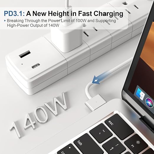 140W USB-C to Magnetic 3 Cable 6.6FT Compatible with MagSafe 3 for MacBook Pro 14 16 &amp Air 13 15 M4 M3 M2 2021-2025 Fast Charging Cord Midnight Blue