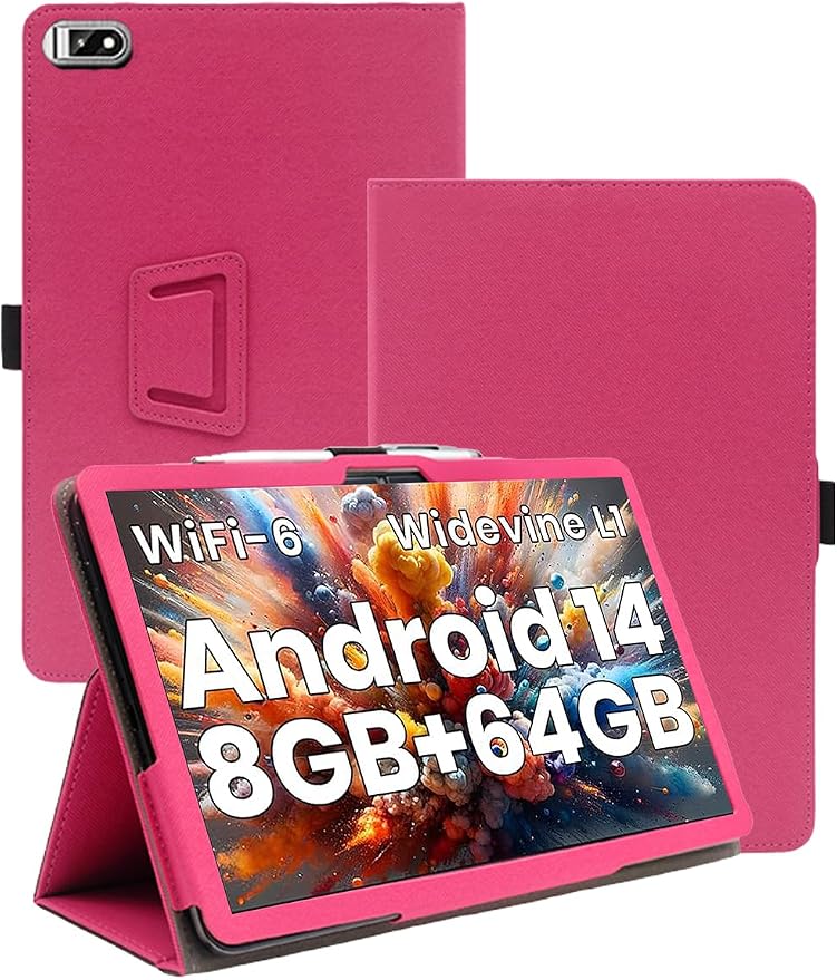 Case for TPZ T10B Android 14 Octa-Core Tablet 10.1 Inch 2024 Upgraded VersionWUNIAK Premium Leather Business Folio Stand Cover with Hand Strap for TabletBlack.