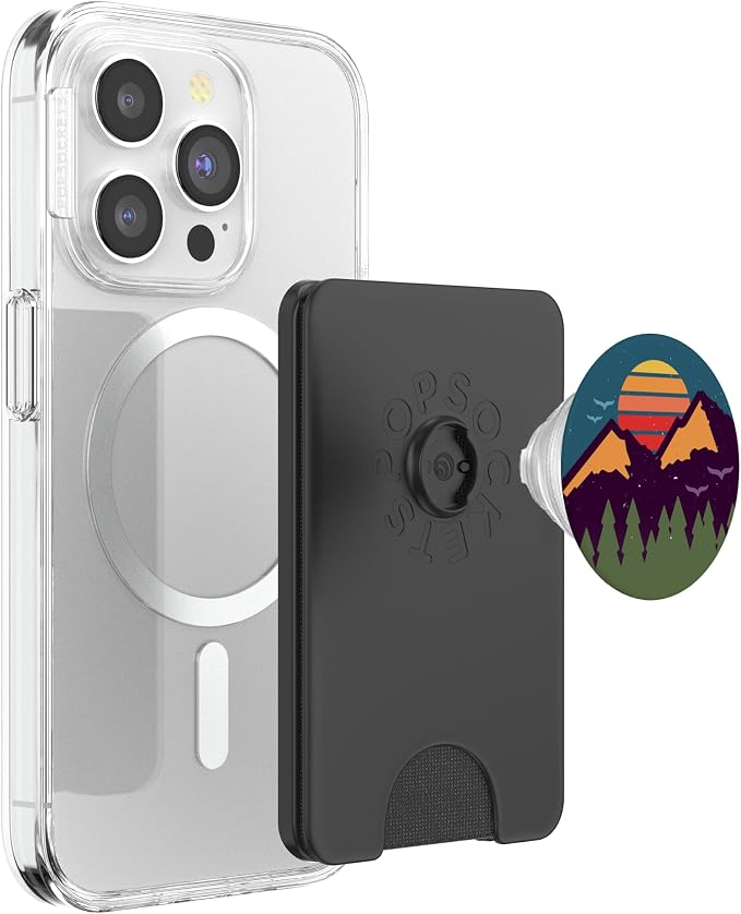 Retro Sunset Pine Trees &amp Mountain Scene PopSockets Adhesive PopGrip