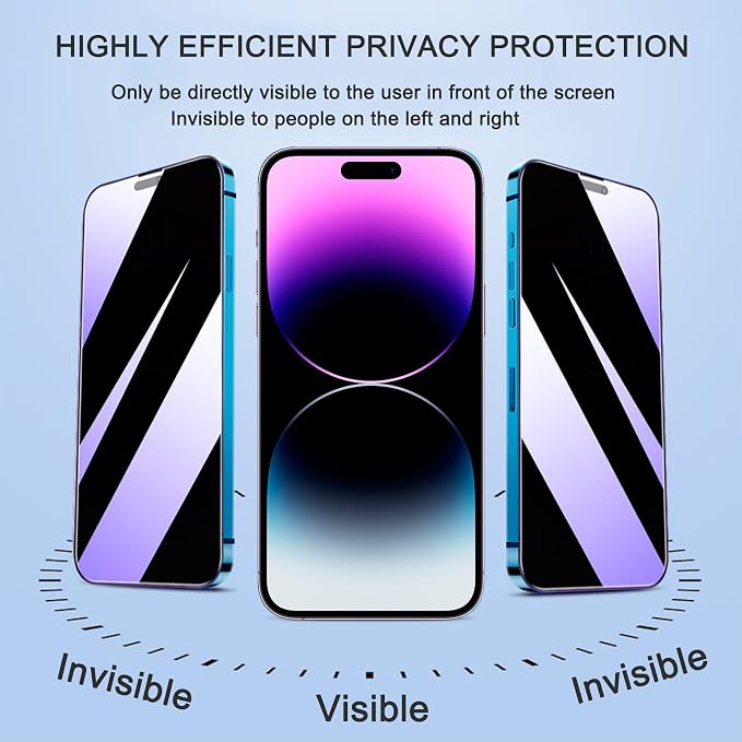 2 Pack Compatible with iPhone 12 Pro Max Privacy Screen Protector Anti-Spy Anti-Blue Light Eye Protection Tempered Glass Film Scratch Resistant Full Coverage Case Friendly