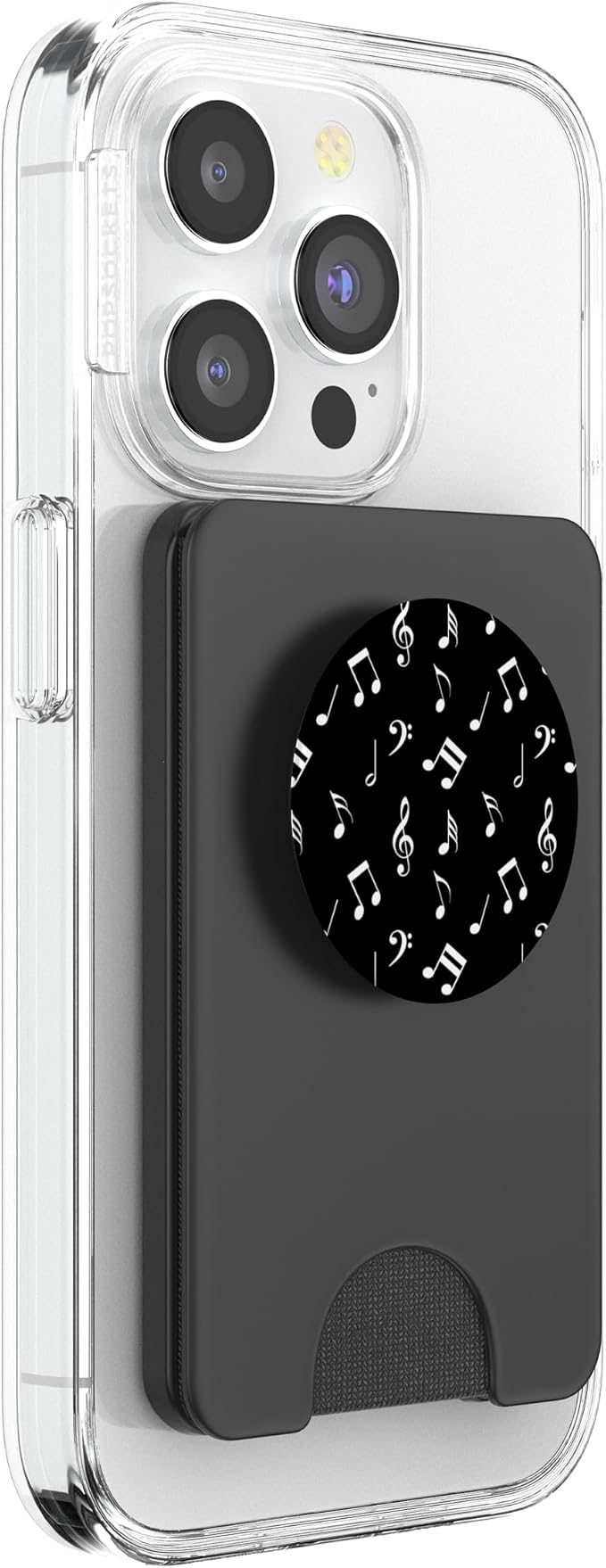 Music Notes White Black Background Musical Instrument PopSockets Adhesive PopGrip