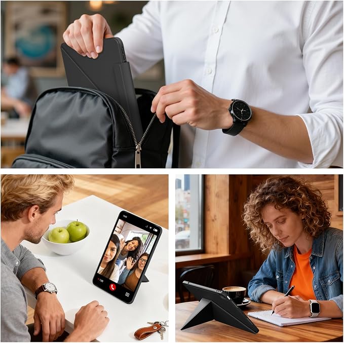 Case for iPad A16 11th/10th Generation 11/10.9 inch Black | Magnetic Attachment Slim Soft TPU Protective Case Multi Angles Hidden Pencil Holder Shockproof Frame Auto Wake/Sleep
