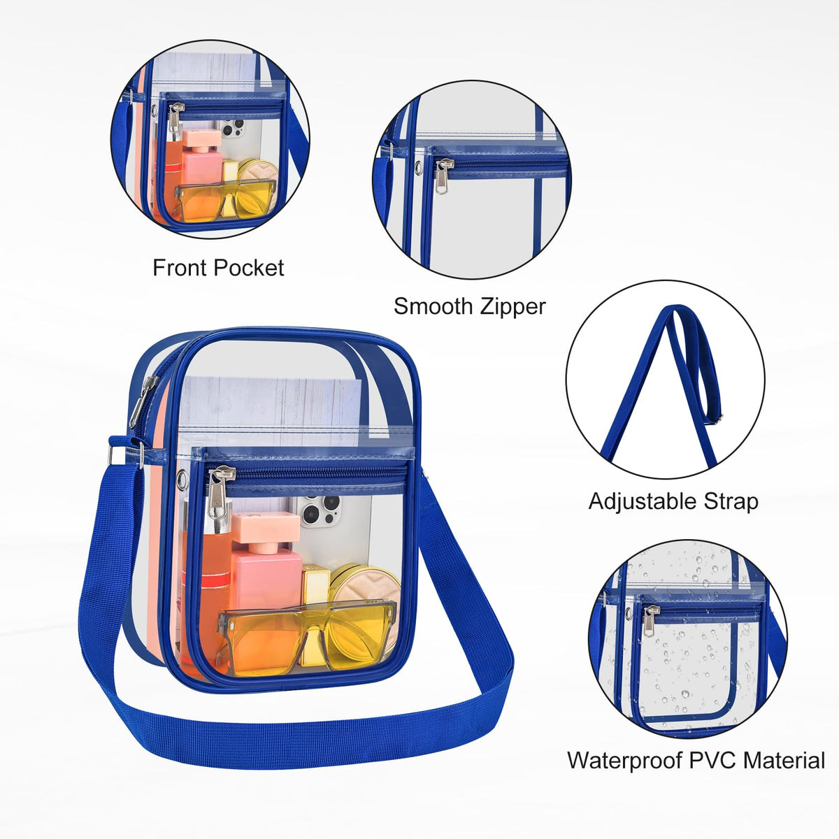 USPECLARE Clear Purse for Stadium Events Clear Messenger Bag for Men and Women