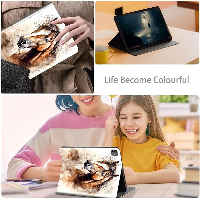 Case for iPad Air 11-inch (M4 2026 / M3 2025 / M2 2024) iPad Air 5th/4th Gen (2022/2020) 10.9 Slim PU Leather Folio Stand &amp Auto Sleep/Wake Protective Smart Cover Tree Fluorescent