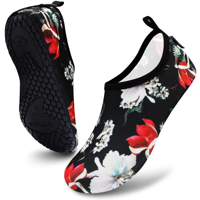 VIFUUR Water Sports Unisex Shoes Black Flower - 5.5-6.5 W US/ 4.5-5.5 M US (36-37)