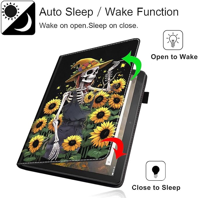 Case Cover for Amazon All-New Kindle Fire 7 Tablet (2022 Release-12th Generation) Latest Model 7 Slim Folding Stand Cover with Auto Wake/Sleep Dancing Skeleton in Mexican Costume