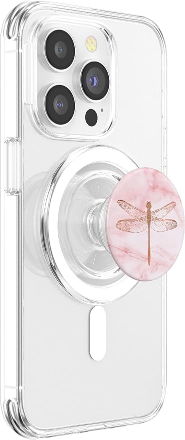 Rose Dragonfly Pink White PopSockets Adhesive PopGrip