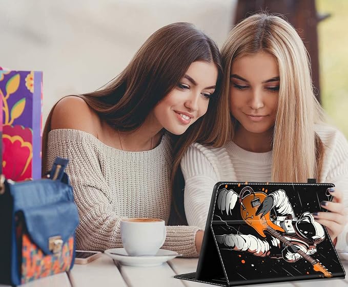 Case for All-New Amazon Fire HD 10 and 10 Plus Tablet (13th/11th Generation 2023/2021 Release) 10.1 Multi-Angle Smart Stand Cover Auto Sleep/Wake Skull and Fire