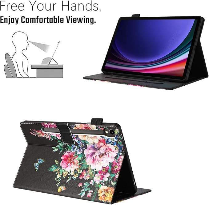 Case for Samsung Galaxy Tab S10 Lite/ S10 FE/ S9 FE 10.9 InchX400/X520/X510 Auto Wake/Sleep Premium PU Leather Folding Stand Cover with Pen Holder &amp Multiple Viewing Angles - Beach