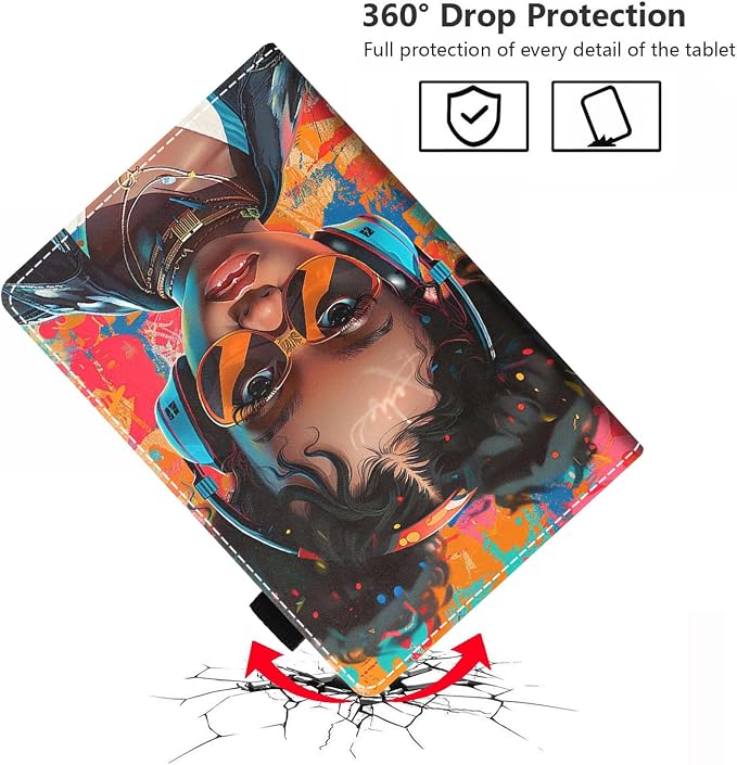Case for Amazon Fire HD 8/Fire HD 8 Plus Tablet (12th/10th Generation 2024/2022/2020 Release) Premium PU Leather Cover with Auto Sleep Wake African Women
