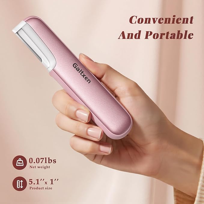 Galtxen Dermaplaning Tool for Women Pink - Facial Exfoliation & Peach Fuzz Hair Removal with Rechargeable Sonic Edge Technology, 10 Refill Blades
