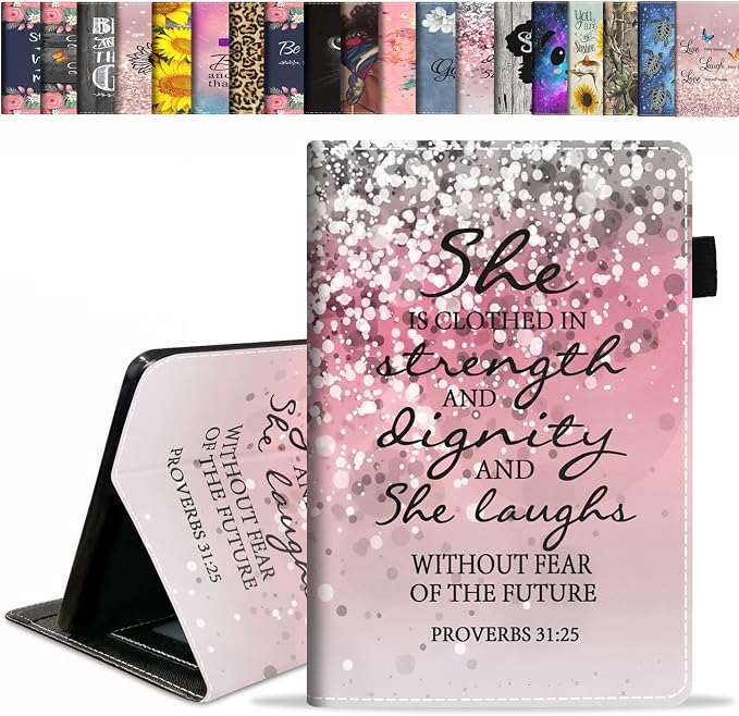 Case for All-New Fire HD 10/Fire HD 10 Plus Tablet 10.1 (11th Gen 2021 Released) - Premium PU Leather Stand Cover with Auto Wake/Sleep - Bible Verse Proverbs 31:25