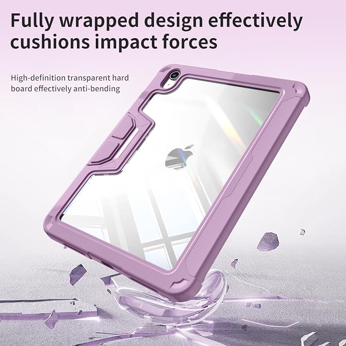 Case for iPad (A16) 11th Gen 11'' 2025/iPad 10th Gen 10.9'' 2022 | Shockproof Protective Cover with Pencil Holder Multi-Angle Stand Clear Back Support Touch ID &amp Auto Sleep/Wake (Black)