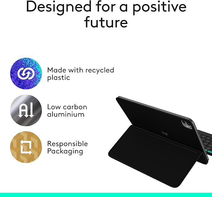 Logitech Flip Folio, Keyboard Case for iPad Pro 13-inch (M4 & M5) & iPad Air 13-inch (M2, M3 & M4) (2024, 2025 & 2026) - Protective & Stowable Bluetooth Keyboard Case, Multi-Device - Midnight Black