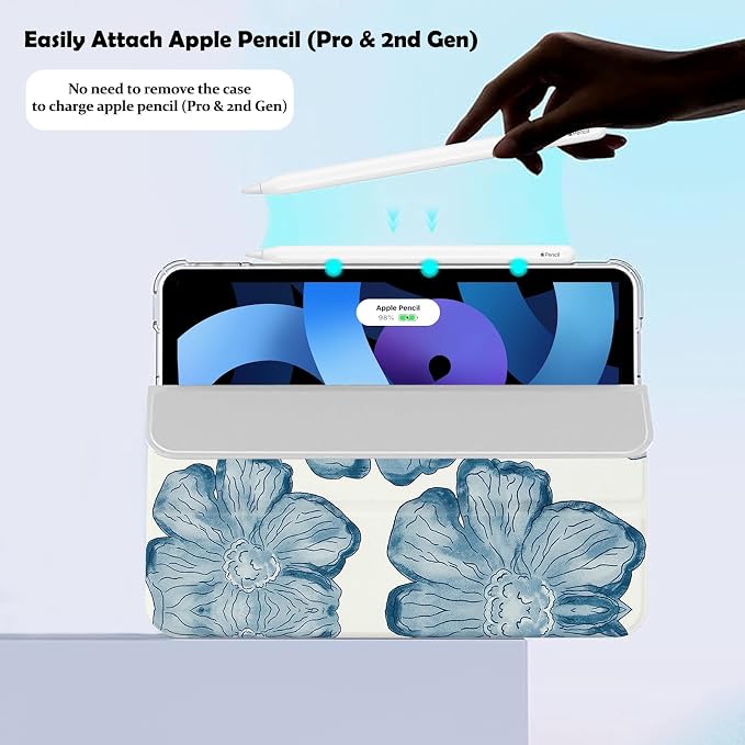 Lovmooful for iPad 9/8/7 Gen Case with Pencil Holder Cute-Bear Flower | Fit for iPad 9/8/7 (10.2-Inch2021/2020/2019 Model9th/8th/7th Generation)Soft TPUTrifold StandProtectiveGirly