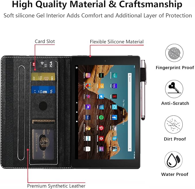 Case for Amazon Fire HD 10 Tablet (9th/7th Gen 2019/2017 Release) Premium PU Leather Cover with Auto Sleep Wake Feature Folio Case for Fire 10.1 Tablet Bible Verse Jeremiah 29:11