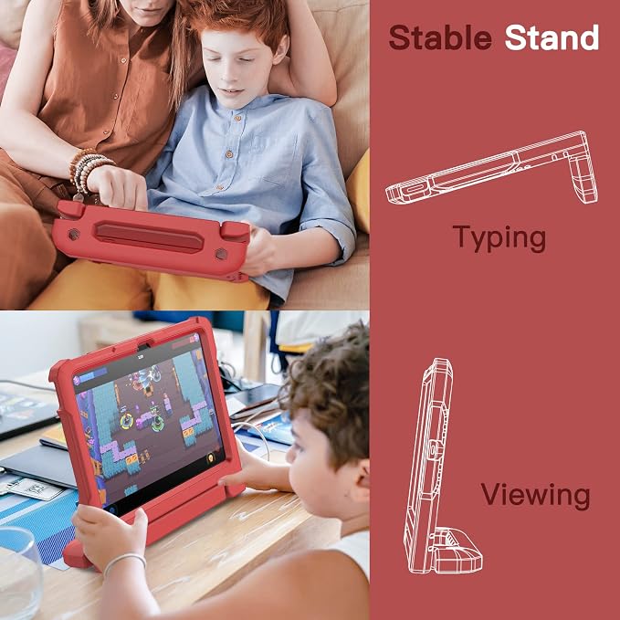 JETech Kids Case for iPad (A16) 11th/10th Gen Black | For 2025/2022 Model Built-in Screen Protector 360 Handle Stand Shockproof Kid-Friendly