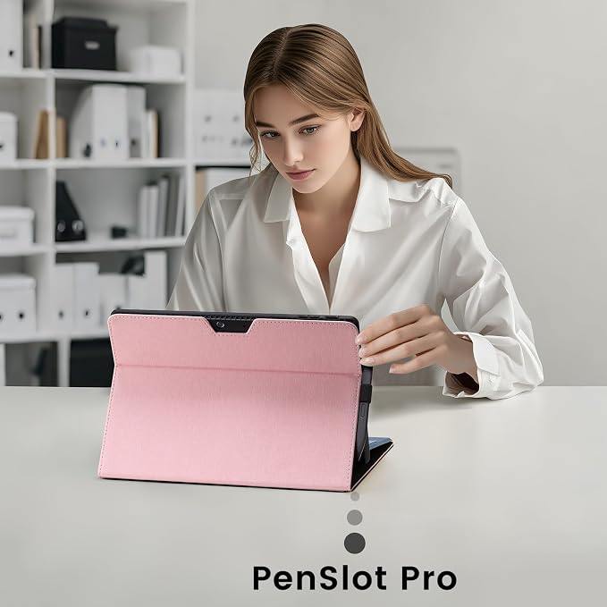 Omnpak Case for 13 inch Microsoft Surface Pro 11 (2024) Surface Pro 10 &amp Pro 9 Protective Cover with Multi-Angle Stand &amp Stylus Holder Compatible with Type Cover Keyboard Black